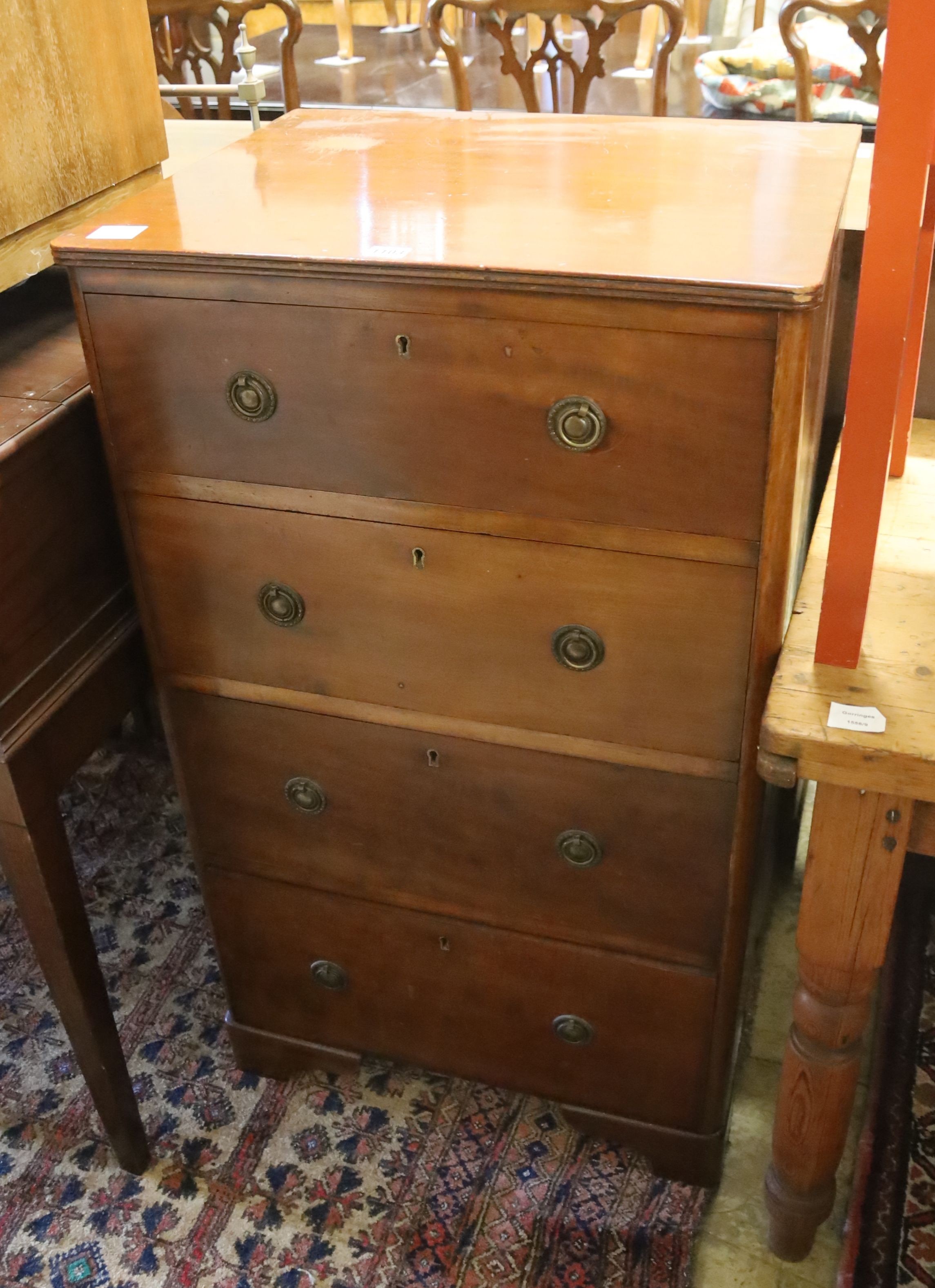 A George III style mahogany chest of four drawers, width 60cm, depth 37cm, height 75cm